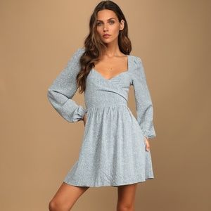 *NWT* Light Blue Floral Print Tie-Back Mini Dress